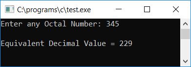C Program to Convert Octal to Decimal