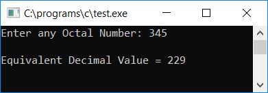 c octal to decimal