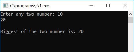 c program find greatest of two numbers