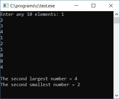 c program print second largest smallest