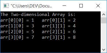 c program two dimensional array