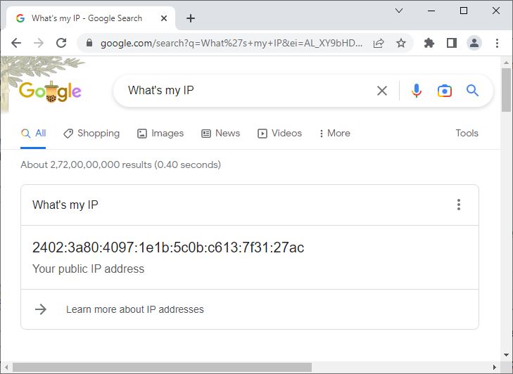ip address using google c