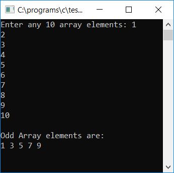 print odd array values as output c