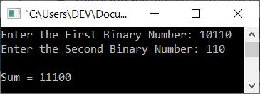 add two binary numbers in c++