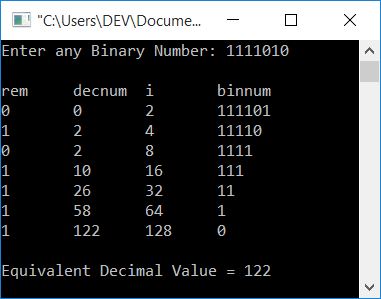 C++ Program to Convert Binary to Decimal