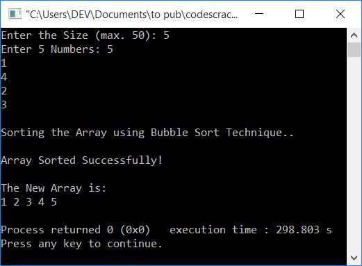 bubble sort in c++