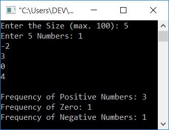count positive and negative numbers in array c++