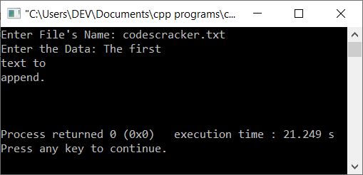 c++ append data in file program