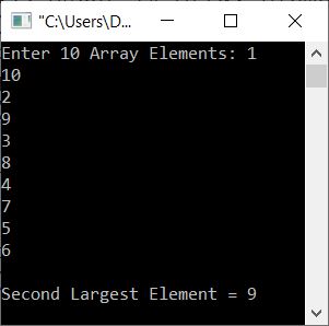 find second largest element in array c++
