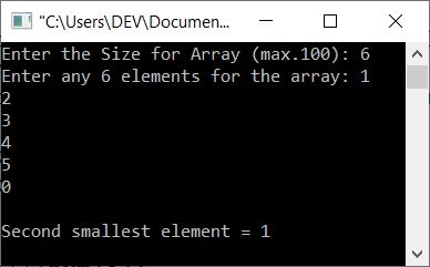 print second smallest element from array c++