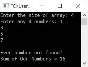 print sum of even odd numbers c++