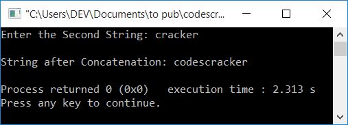 C++ Program to Concatenate Two Strings