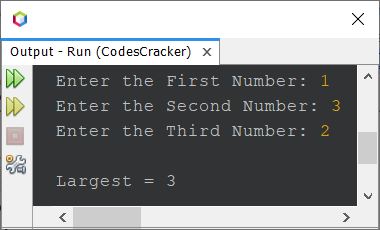 find largest of three numbers in java