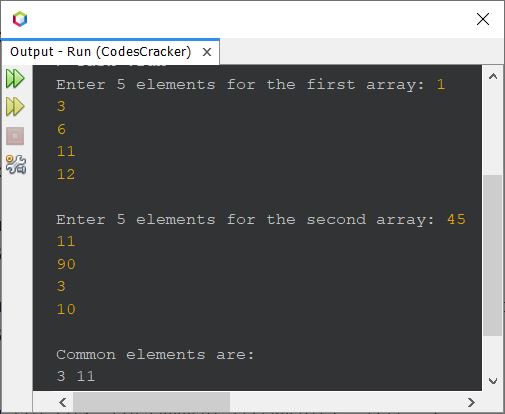 java common elements in two arrays