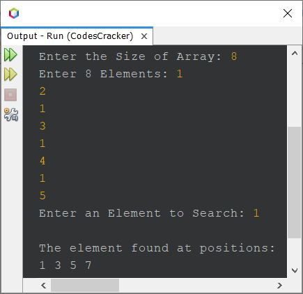 linear search in java