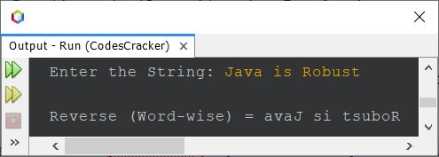 reverse a string word wise in java