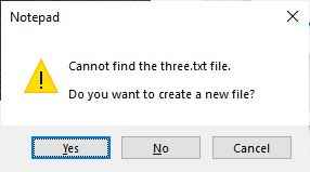 os file create operation using notepad command