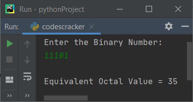 convert binary to octal python