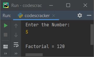 factorial of number python