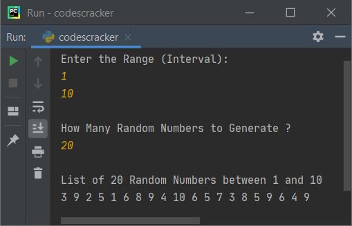 generate multiple random numbers in given range python