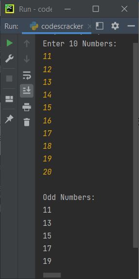 print odd numbers in list python