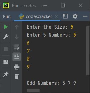 python program print odd numbers in list