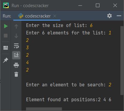 python search duplicate elements in list