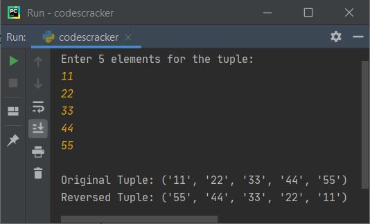 reverse a tuple in python