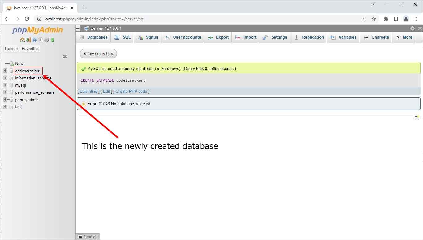 sql create database statement execute example